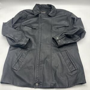 WILSONS LEATHER Lined Leather Jacket Coat Size Medium Heavy Black Outdoor
